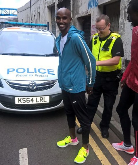 Mo Farrah is "arrested" in Newcastle. Credit: Northumbria Police